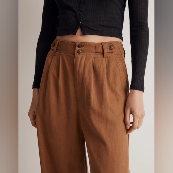 Madewell The Petite Wide- Leg Harlow Pant 0P - Acorn - Picture 3 of 7